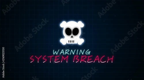 Warning System Breach Skull Glitch Animation