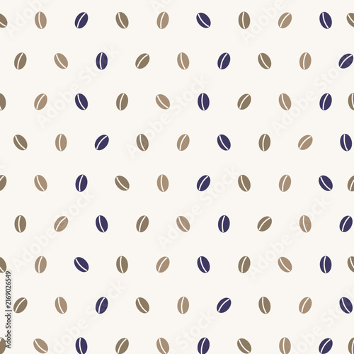 Seamless coffee bean pattern in brown tones on cream