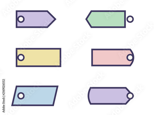 Price tag and label shapes set in pastel colors