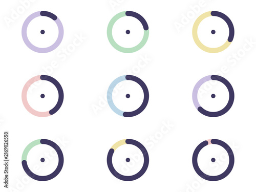 Progress ring and donut chart elements set in pastel colors