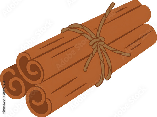 Vector cinnamon sticks tied together, spice bundle illustration for autumn