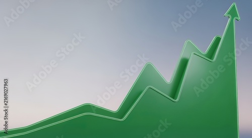 Minimalist 3D Render of an Ascending Financial Growth Chart Symbolizing Prosperity and Progress