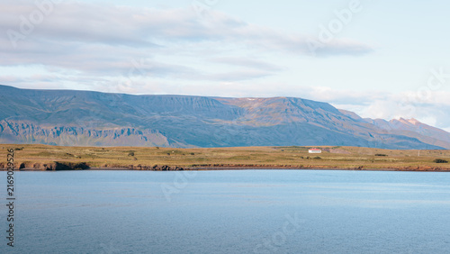 Принти на полотні Wide waterfront views of Reykjavik’s harbours, piers and shoreline buildings cap