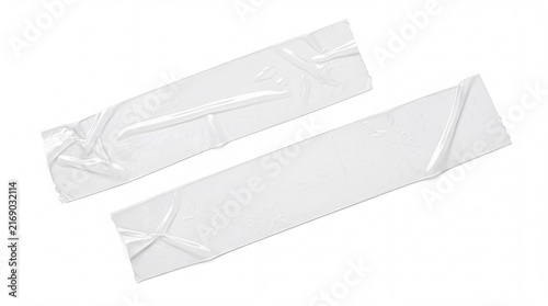 Two pieces of clear adhesive tape strips