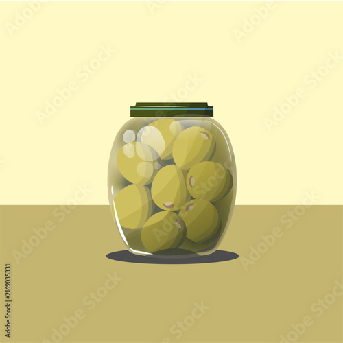 Frasco transparente de Aceitunas