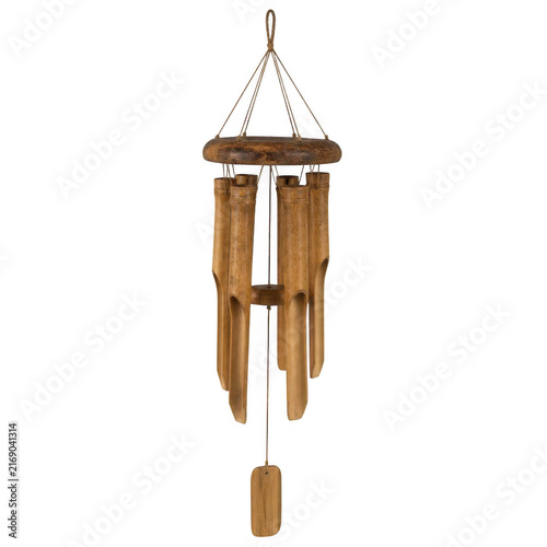 Rustic Bamboo Wind Chime Isolated on White Background