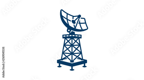 Flat Vector Illustration of a Satellite Communication Dish Tower