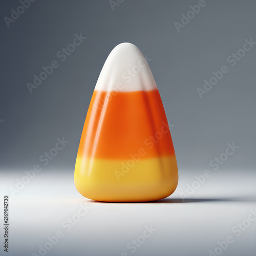 Colorful Candy Corn Cone on Gray Background.