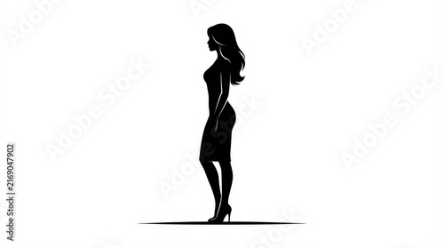 Elegant woman profile silhouette isolated on white background