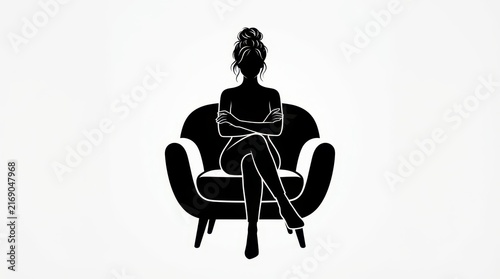 Silhouette of a woman sitting in an armchair