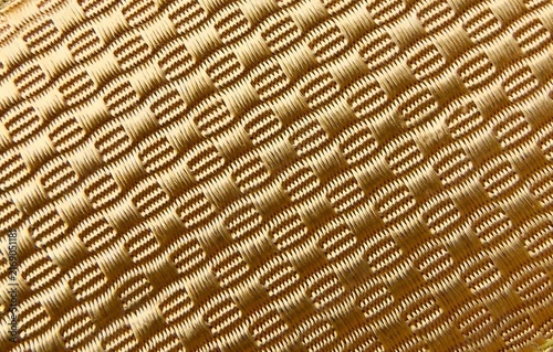 Canvas Print Gold military braid texture macro, woven naval lace pattern background, metallic uniform ribbon
