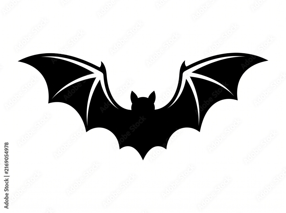 Fototapeta premium Flying Bat Silhouette Halloween Vector Icon