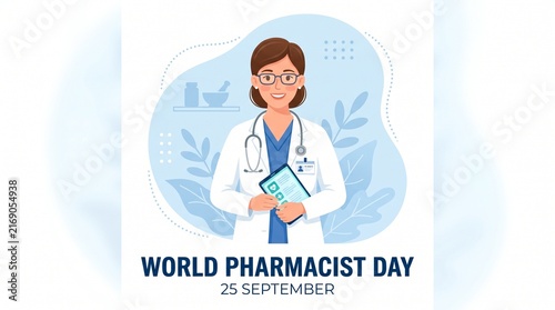 Pharmacist celebrating world pharmacist day with clipboard