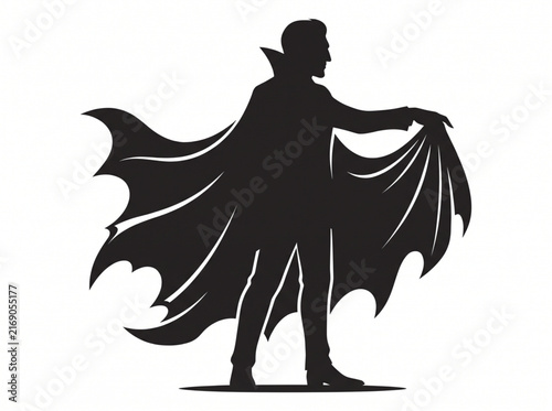 Foto Vampire Dracula Silhouette with Spreading Cape Vector