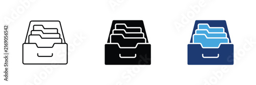 Принти на полотні Office archive drawer with folders and files vector icon