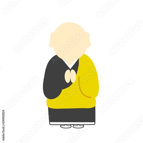 手を合わせるお坊さんのイラスト