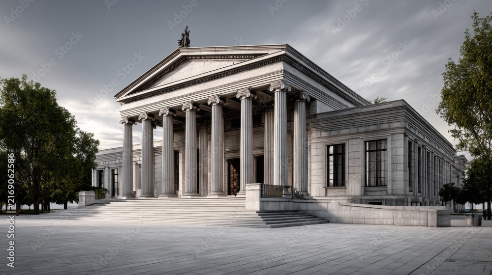 Naklejka premium Grand Architectural Building with Columns and Steps in Daylight