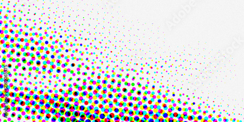 Abstract digital pixelation gradient transition from vibrant color to white