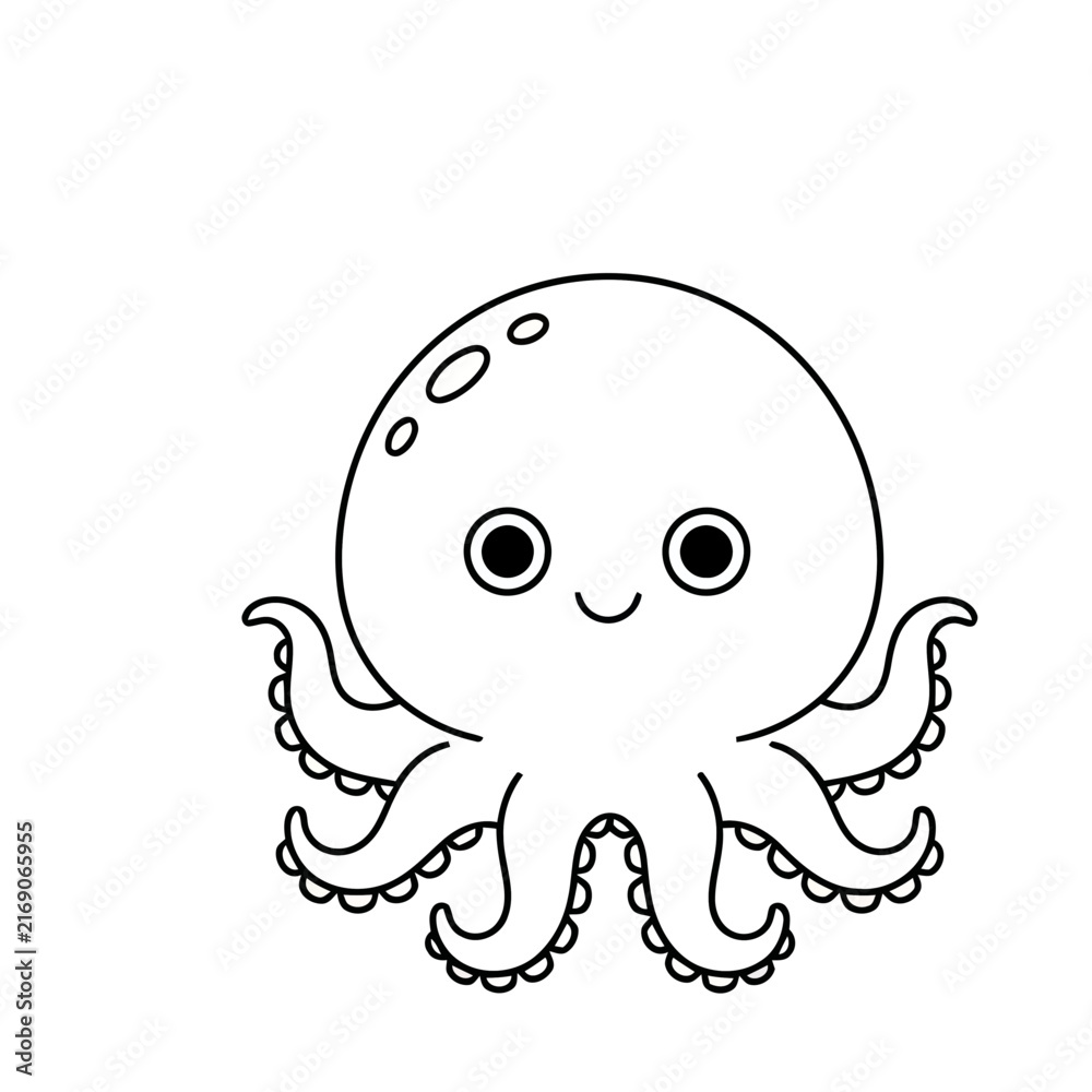 Fototapeta premium Cute cartoon octopus