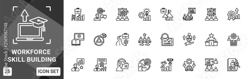 Workforce Skill Building  Icon set collection. Vector icon pack featuring thematic icons for your presentations or business.