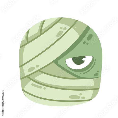 Obraz na płótnie Cartoon Green Mummy Head Vector