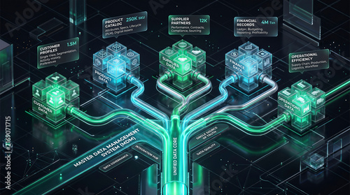 3D Isometric View of Master Data Management System and Unified Core