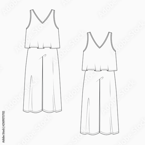 Women's Long Dress with Different Trim Details.