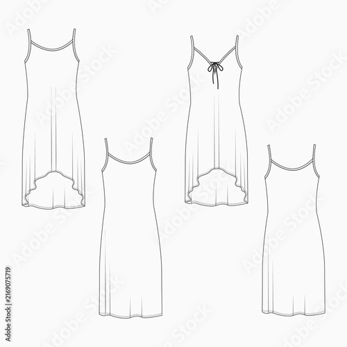 Women's Long Dress with Different Trim Details.