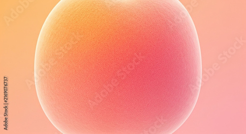 A close up view of a smooth gradient colored orb transitioning from peach to a soft rose hue