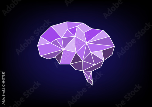Abstract background with purple polygon brain flat color