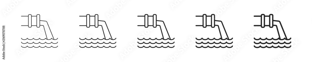 Fototapeta premium Drainage vector icon in minimalist line style. Clean editable stroke illustration with geometric design and monochrome appearance, isolated on white background