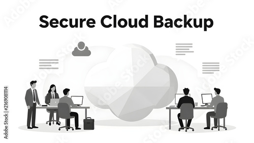 Team collaborating on secure cloud backup technology