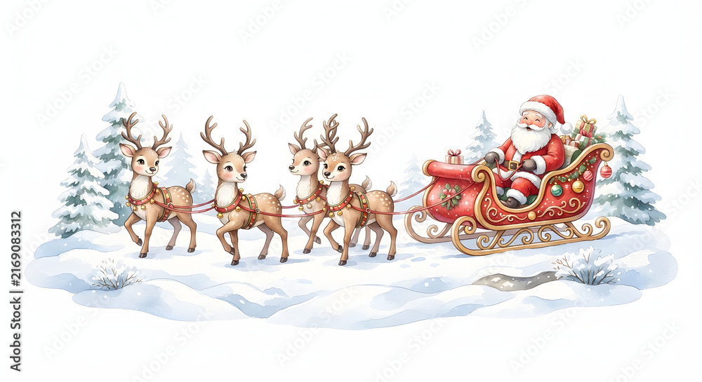 Fototapeta premium christmas card with santa claus