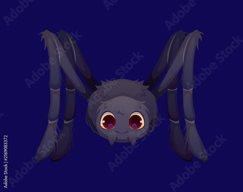 Foto Cartoon Halloween letter M shaped as spider with large eyes and fluffy legs