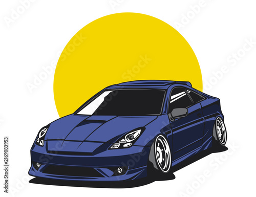 Purple Tone 90s Car Design Vector Illustration