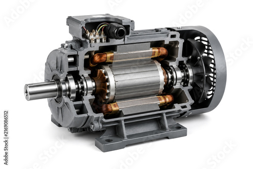 Detailed Cross Section View Of Industrial Alternating Current Electric Motor