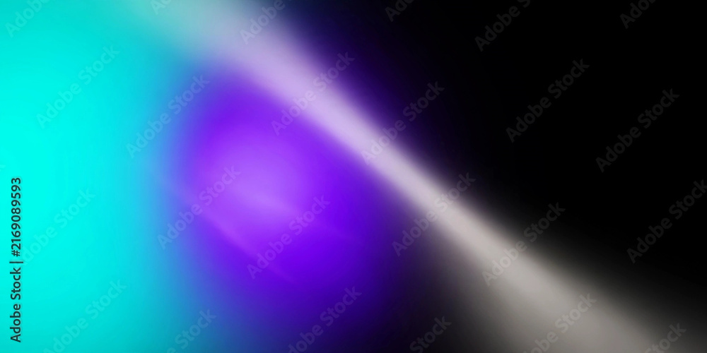 Fototapeta premium Modern abstract gradient background with glowing turquoise and purple light leaks on a dark black background