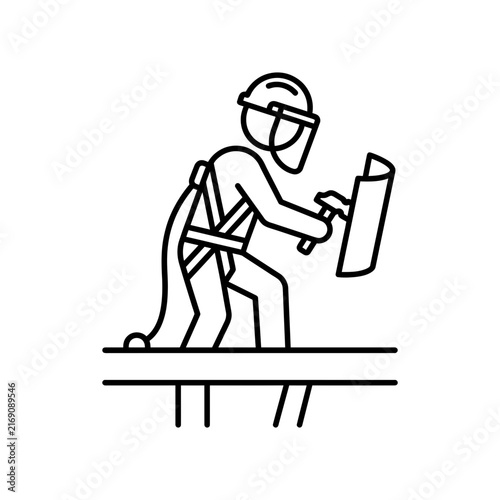 Work safety icon set. Collection of personal protective equipment, occupational hazard, emergency response and workplace protection line icon vector illustration