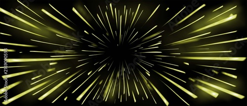 Foto Abstract background with yellow light streaks moving fast through space creating