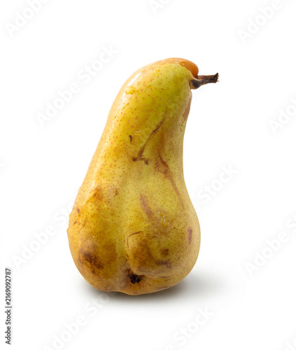 Fresh yellow-green pear isolated on clean white background