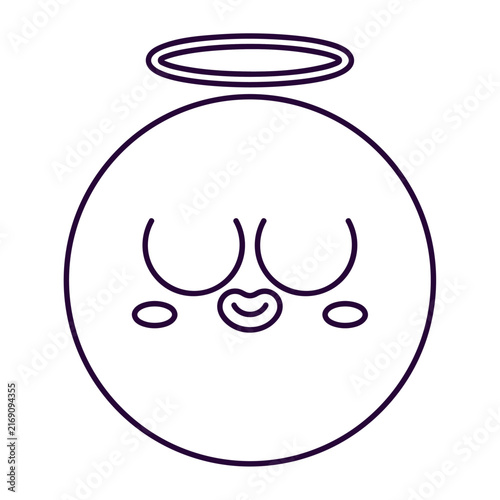 Cute angel emoji with blue halo glowing above head smile
