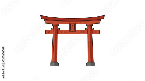 Traditional Japanese Torii Gate Illustration