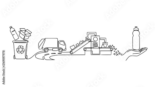 Recycling Process: From Waste to New Bottle, Isolated on Transparent Background