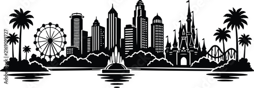 Orlando city skyline silhouette, Florida urban landscape, Silhouette Vector, Vector Illustration, isolated on white background