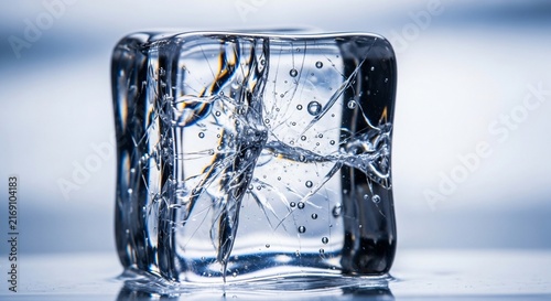 Obraz na płótnie Transparent ice cube macro