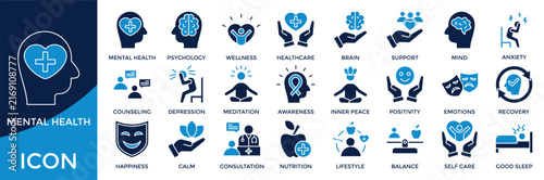 Fotografía Mental health icon set