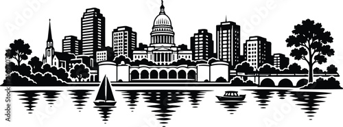 Madison Skyline Silhouette Landscape Vector Illustration