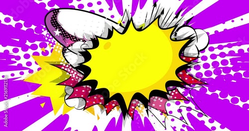 Cartoon background animation, comic book backdrop video. Retro comics pop art design.