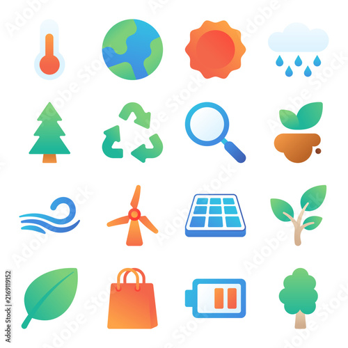 Renewable Energy and Eco Green Icons Set