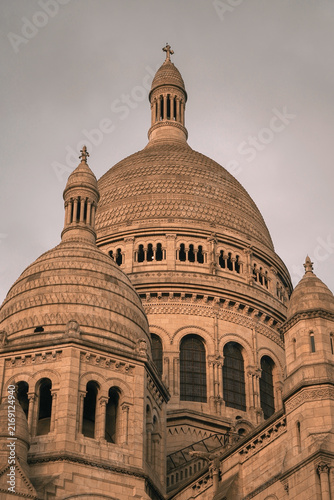 Bild auf Leinwand Architectural detail of the domes of the Sacre-Coeur Basilica in Montmartre, Paris, France